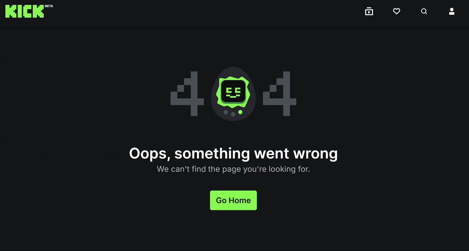Error message that appears when trying to access the Kick streamer's channel (Image via kick.com/cuffem)